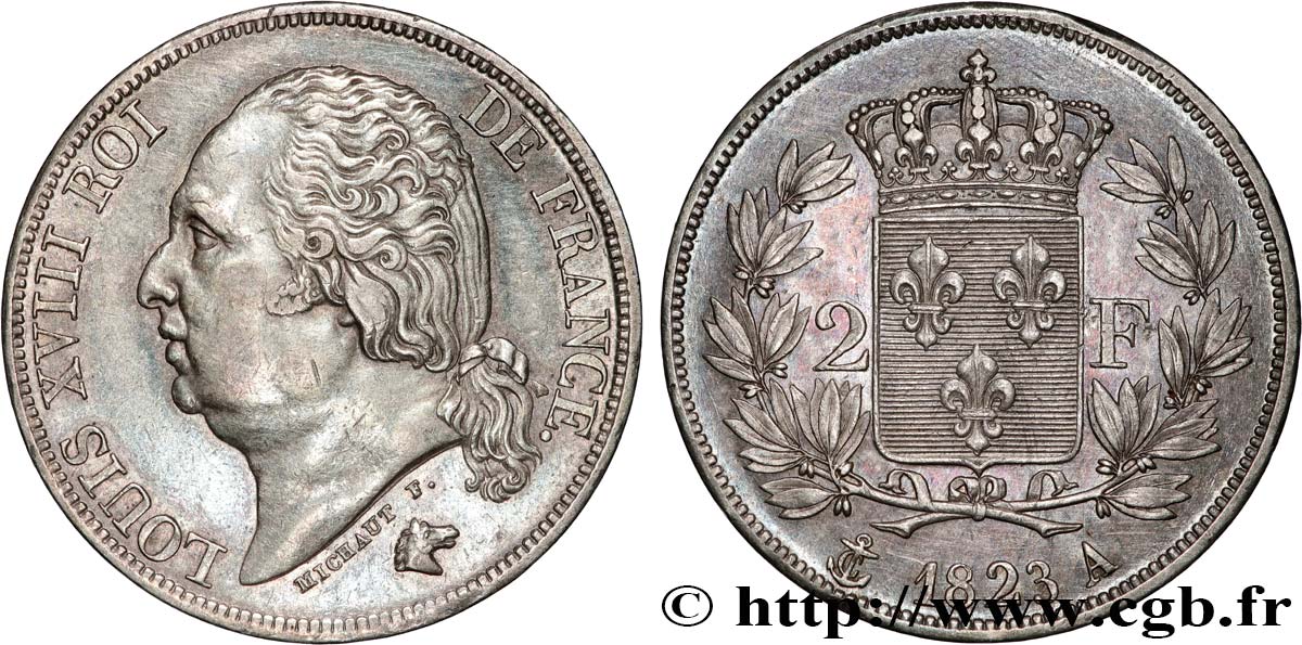 2 francs Louis XVIII 1823 Paris F.257/42 SPL 