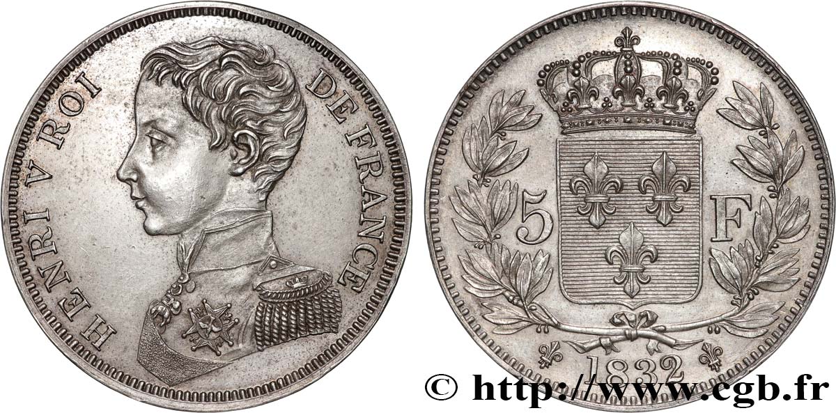5 francs, Tranche lisse 1832  VG.2692 Var. tranche SUP62 
