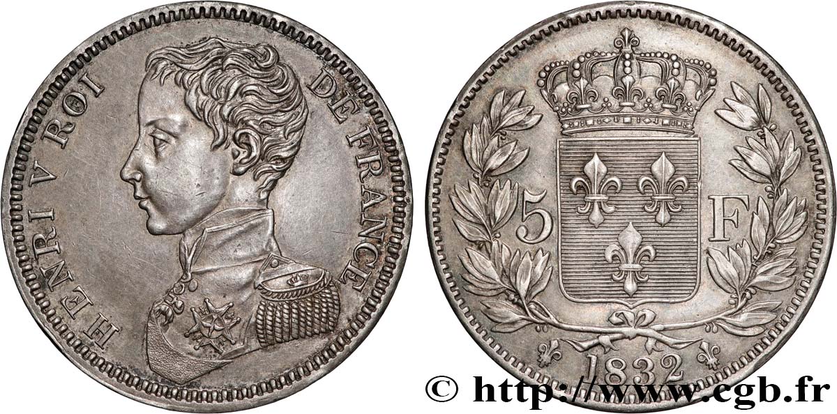 5 francs, Tranche en creux 1832  VG.2692  MS60 