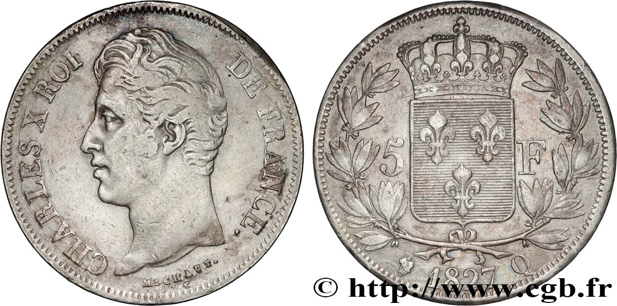 5 francs Charles X, 2e type 1827 Perpignan F.311/11 S 