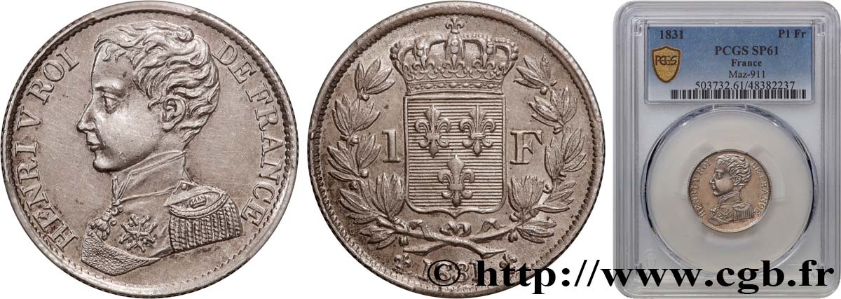1 franc 1831  VG.2705  SPL61 PCGS