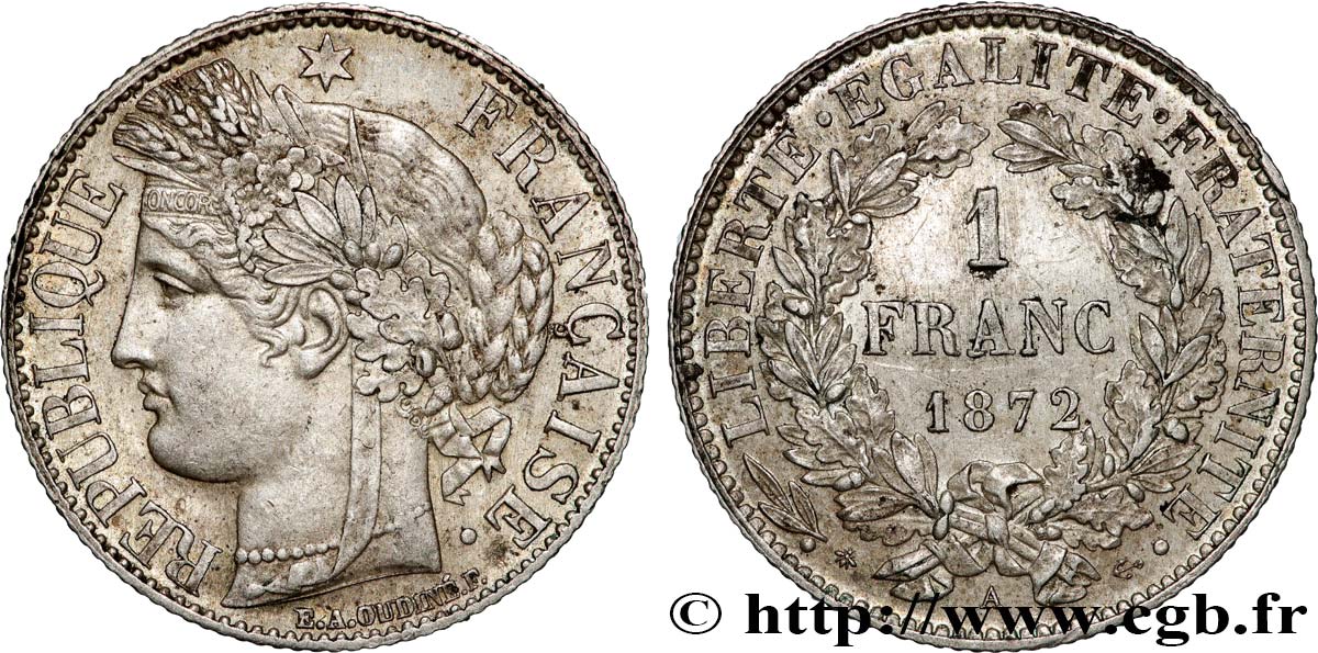 1 franc Cérès, IIIe République 1872 Paris F.216/5 SUP 