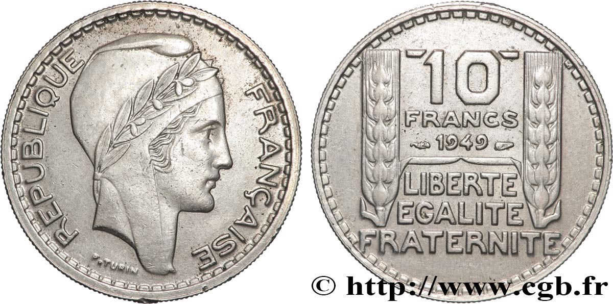 10 francs Turin, petite tête 1949  F.362/6 AU 