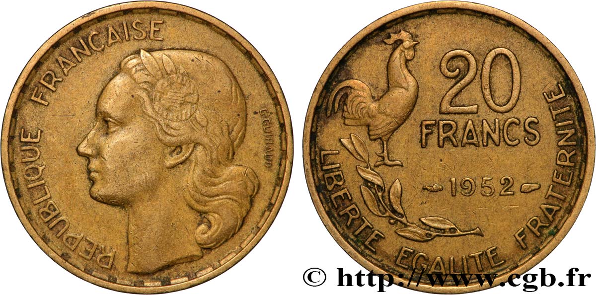 20 francs G. Guiraud 1952  F.402/9 SS 