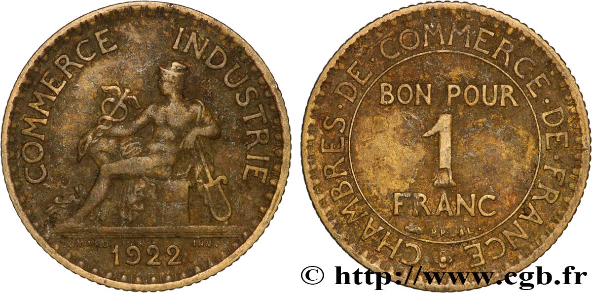 1 franc Chambres de Commerce 1922 Paris F.218/4 TTB 