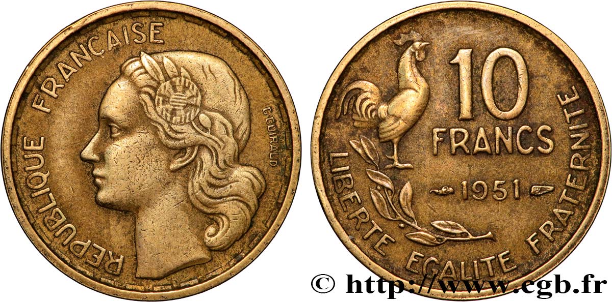 10 francs Guiraud 1951  F.363/4 MBC 