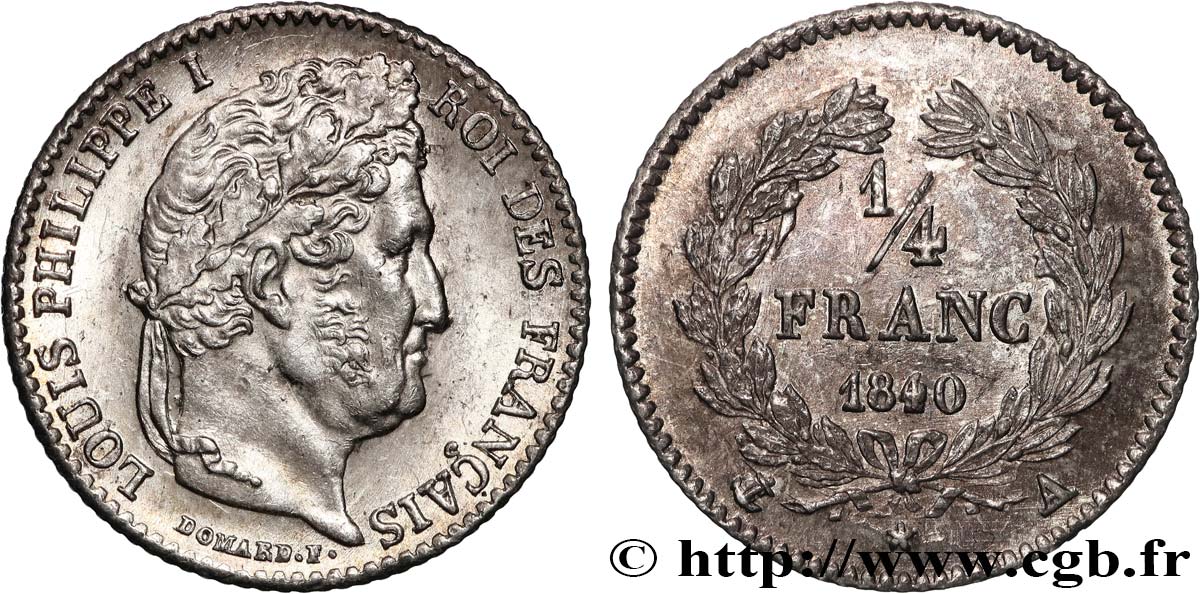1/4 franc Louis-Philippe 1840 Paris F.166/80 SUP 
