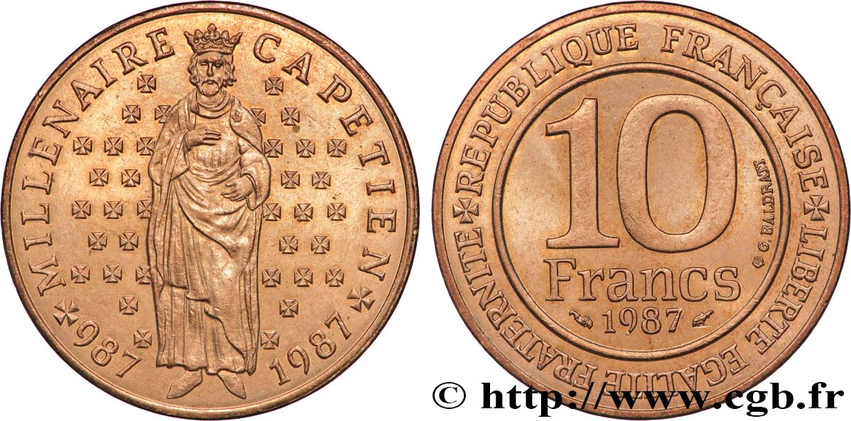 10 francs Millénaire Capétien 1987  F.371/2 SPL+ 