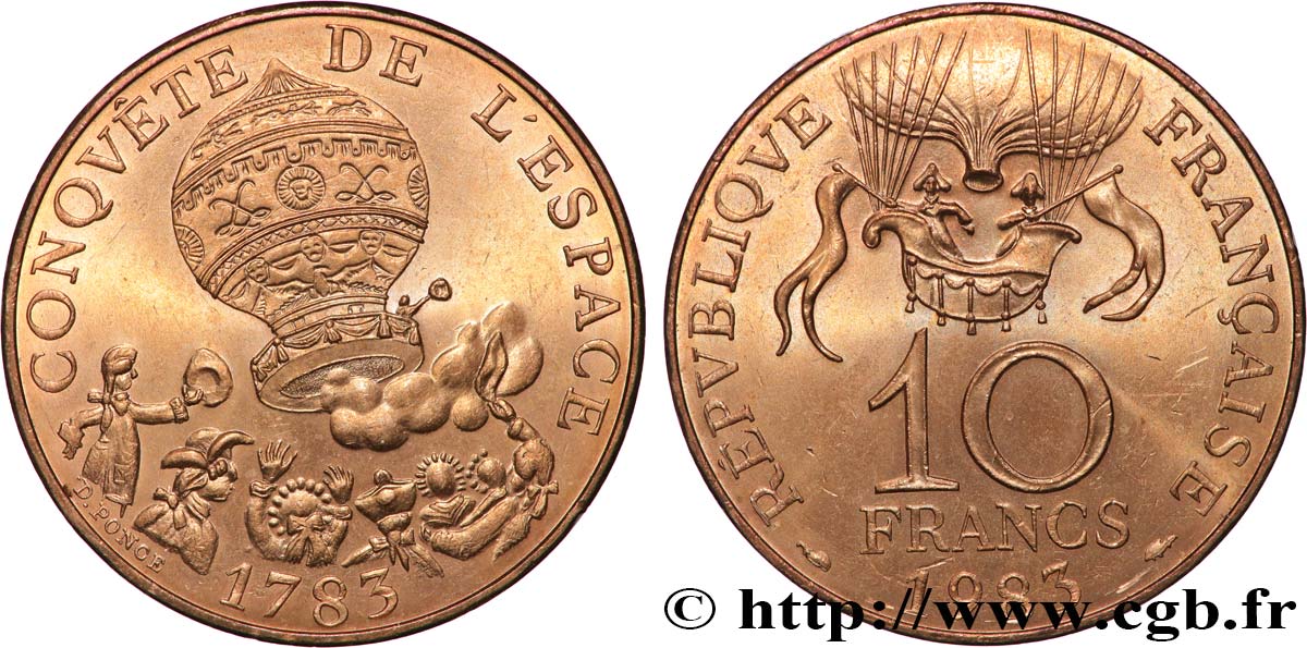 10 francs Conquête de l’Espace 1983  F.367/2 VZ 