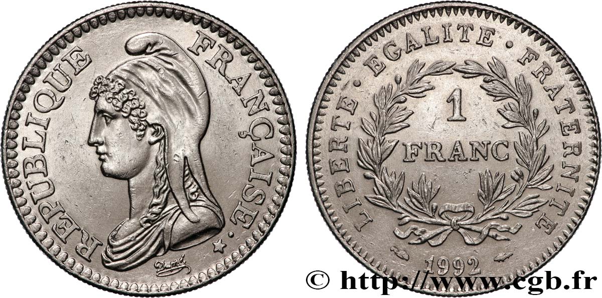 1 franc République 1992  F.229/2 AU 