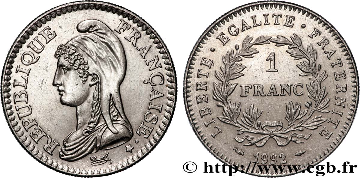 1 franc République 1992  F.229/2 SUP 