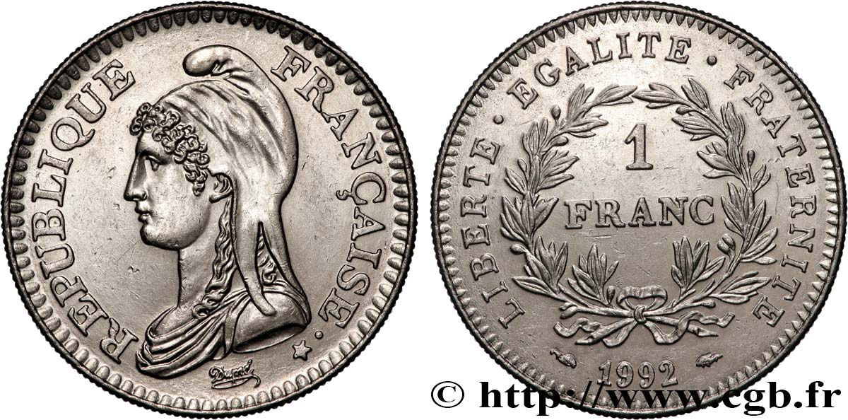 1 franc République 1992  F.229/2 SUP 