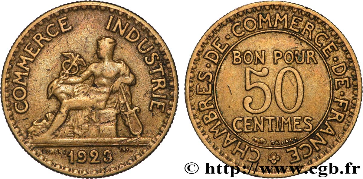 50 centimes Chambres de Commerce 1923 Paris F.191/5 TTB 