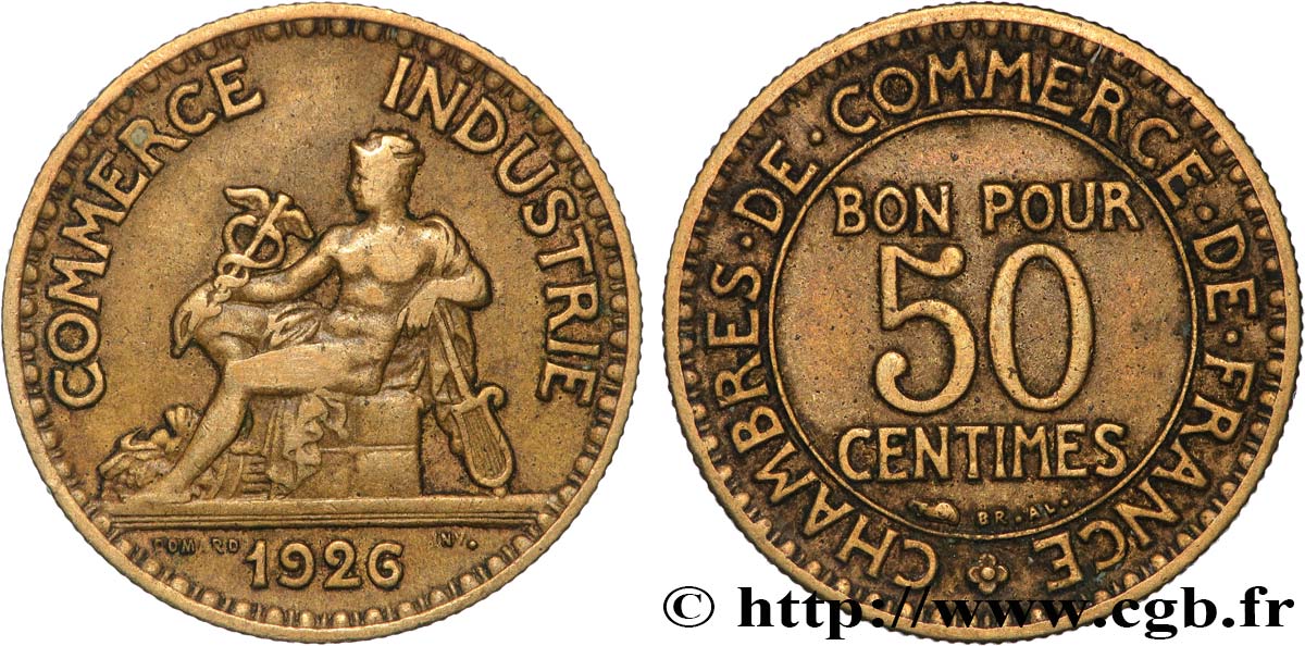 50 centimes Chambres de Commerce 1926 Paris F.191/8 MB 