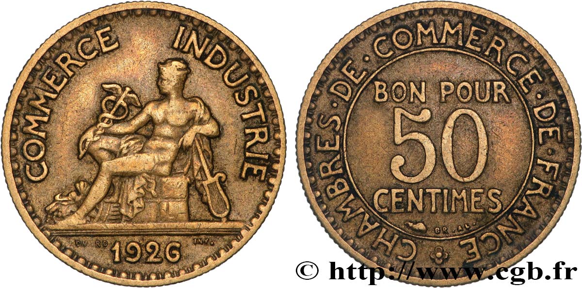 50 centimes Chambres de Commerce 1926 Paris F.191/8 MB 