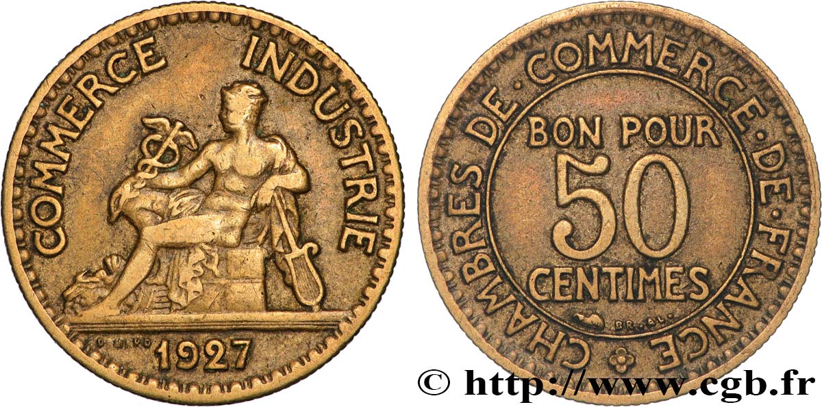 50 centimes Chambres de Commerce 1927 Paris F.191/9 MB 