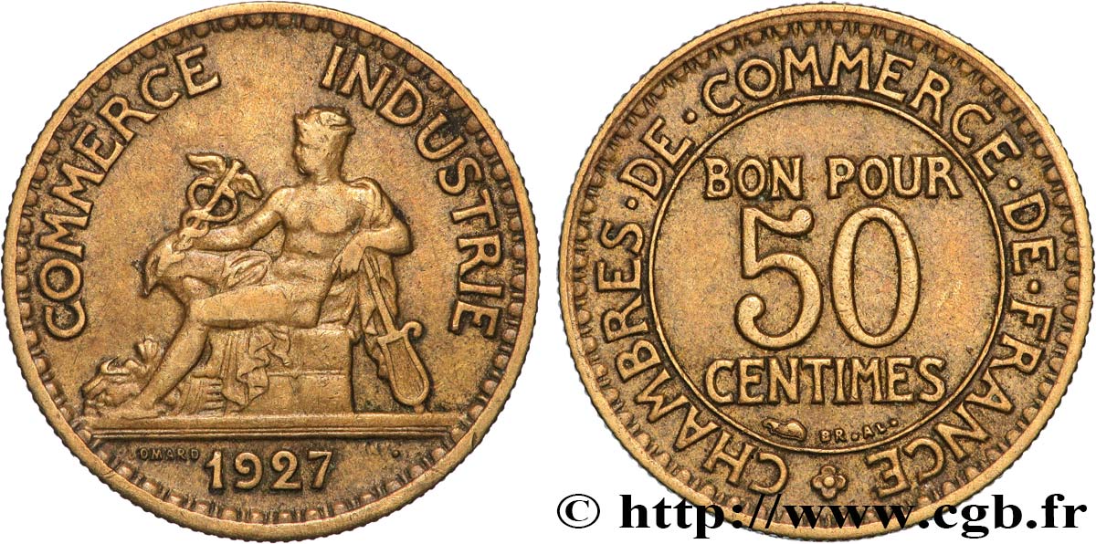 50 centimes Chambres de Commerce 1927 Paris F.191/9 BC 