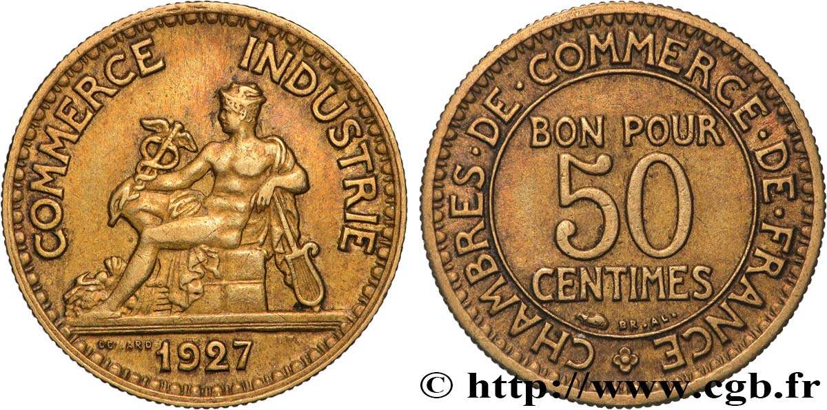 50 centimes Chambres de Commerce 1927 Paris F.191/9 BB 