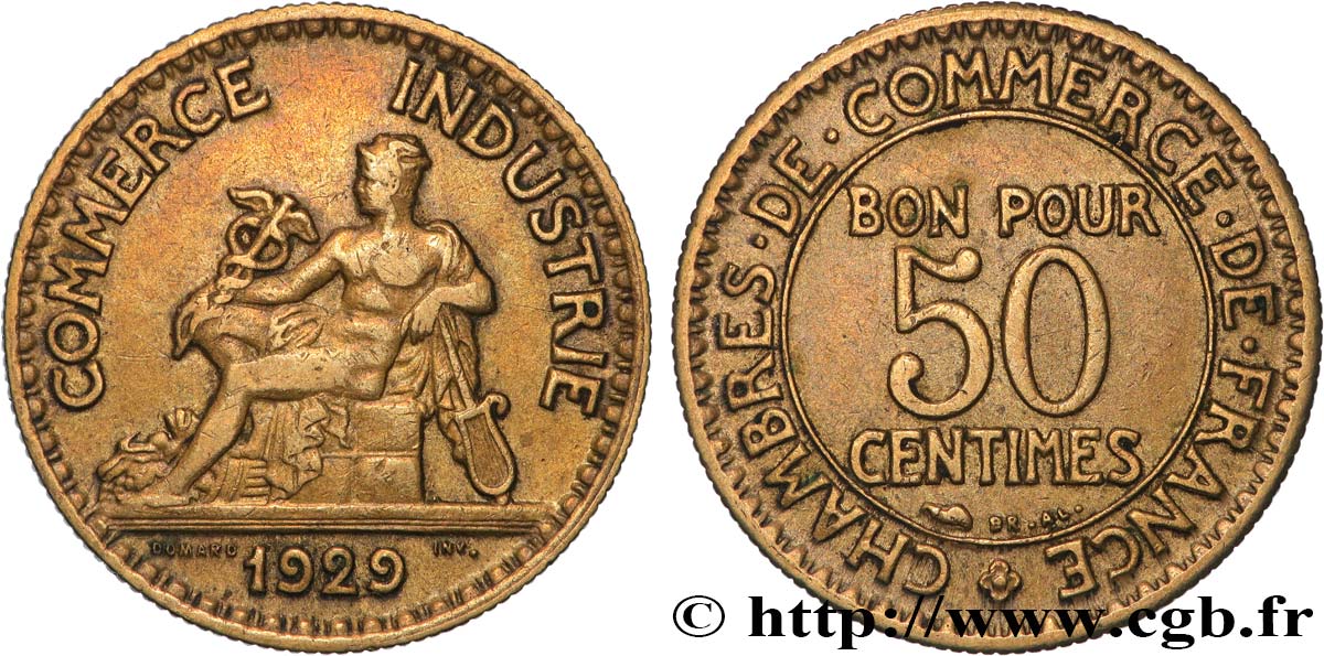 50 centimes Chambres de Commerce 1929  F.191/11 VF 