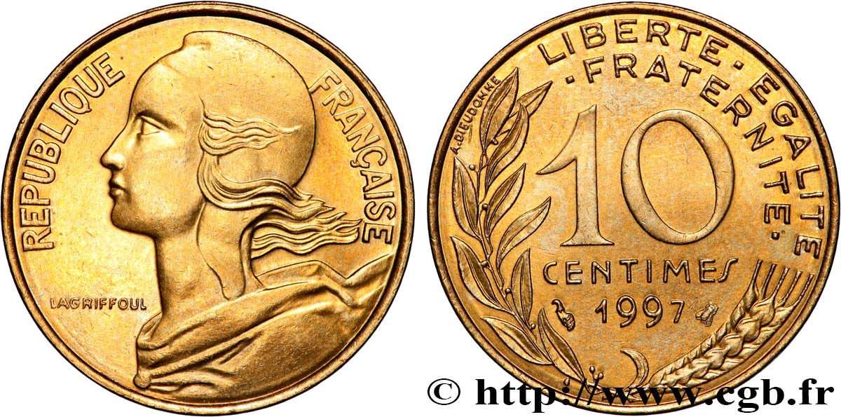 10 centimes Marianne, BE (Belle Épreuve) 1997 Pessac F.144/41 var. fST 