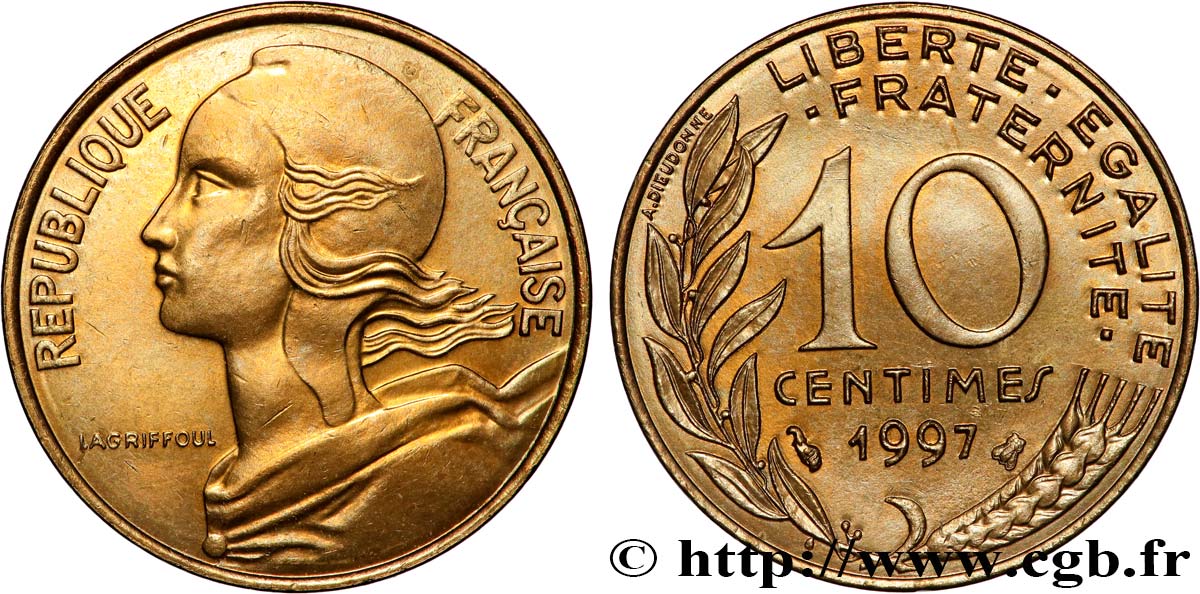 10 centimes Marianne, BE (Belle Épreuve) 1997 Pessac F.144/41 var. fST 