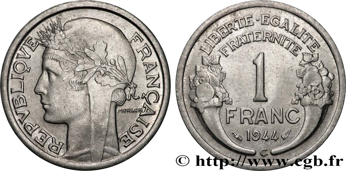 1 franc Morlon, légère 1944 Castelsarrasin F.221/4 EBC 