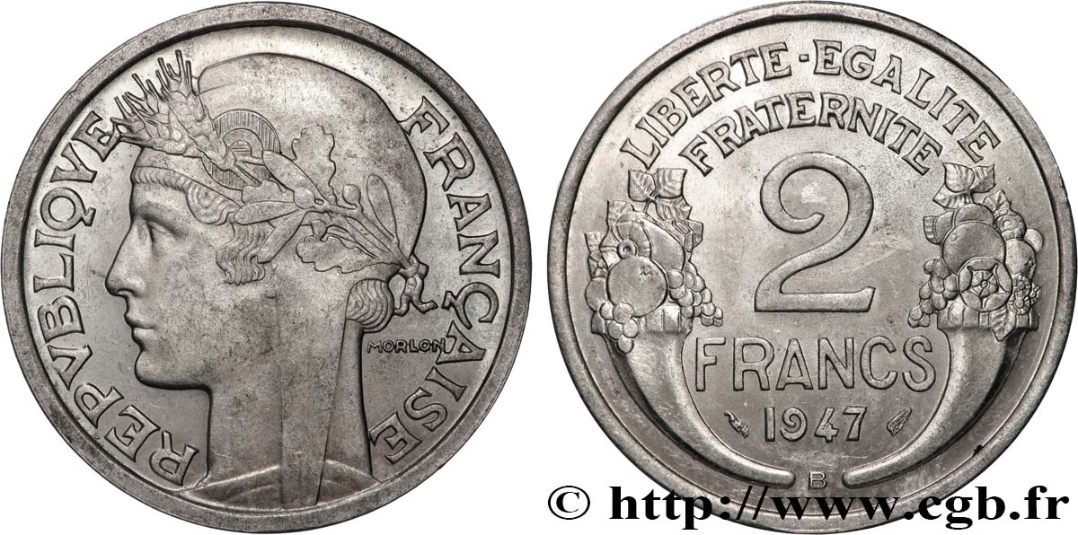 2 francs Morlon, aluminium 1947 Beaumont-Le-Roger F.269/11 SPL61 