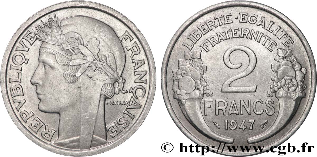 2 francs Morlon, aluminium 1947  F.269/10 SUP62 