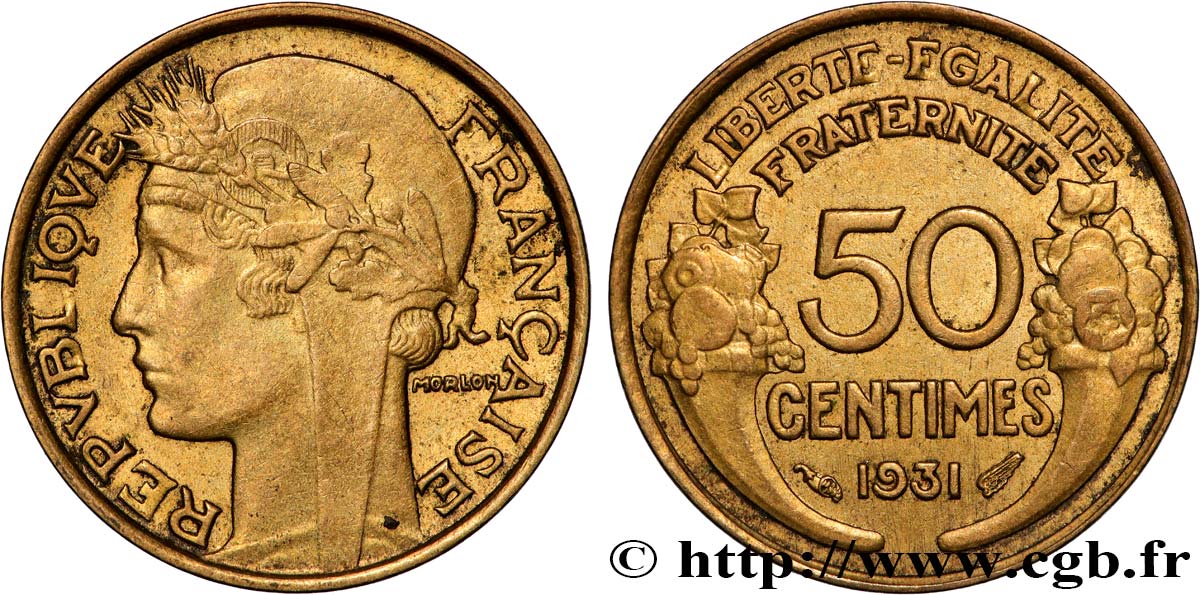 50 centimes Morlon, avec raisin sans fruit 1931  F.192/4 VZ 