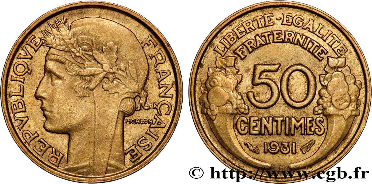 50 centimes Morlon, avec raisin sans fruit 1931  F.192/4 SUP 
