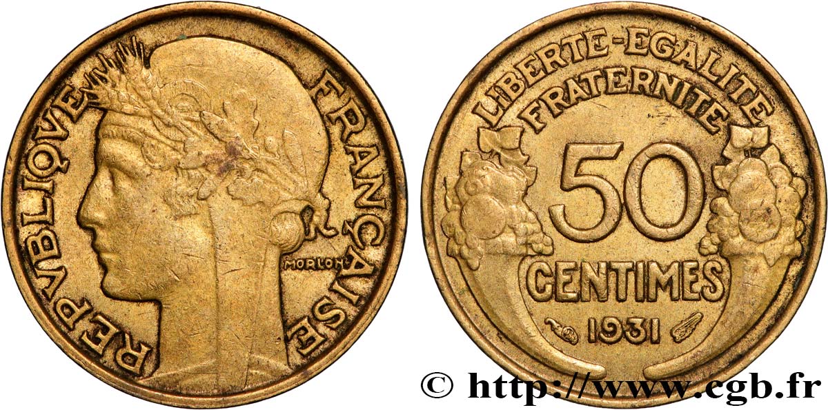 50 centimes Morlon, avec raisin sans fruit 1931  F.192/4 MBC 