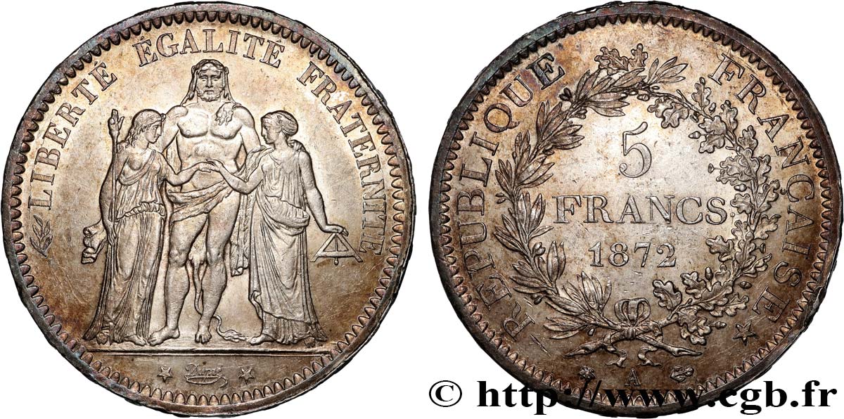 5 francs Hercule 1872 Paris F.334/6 SUP+ 