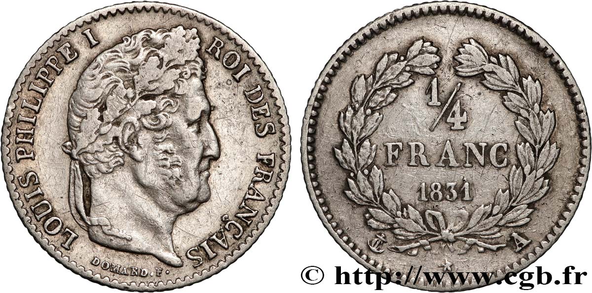 1/4 franc Louis-Philippe 1831 Paris F.166/1 BC+ 