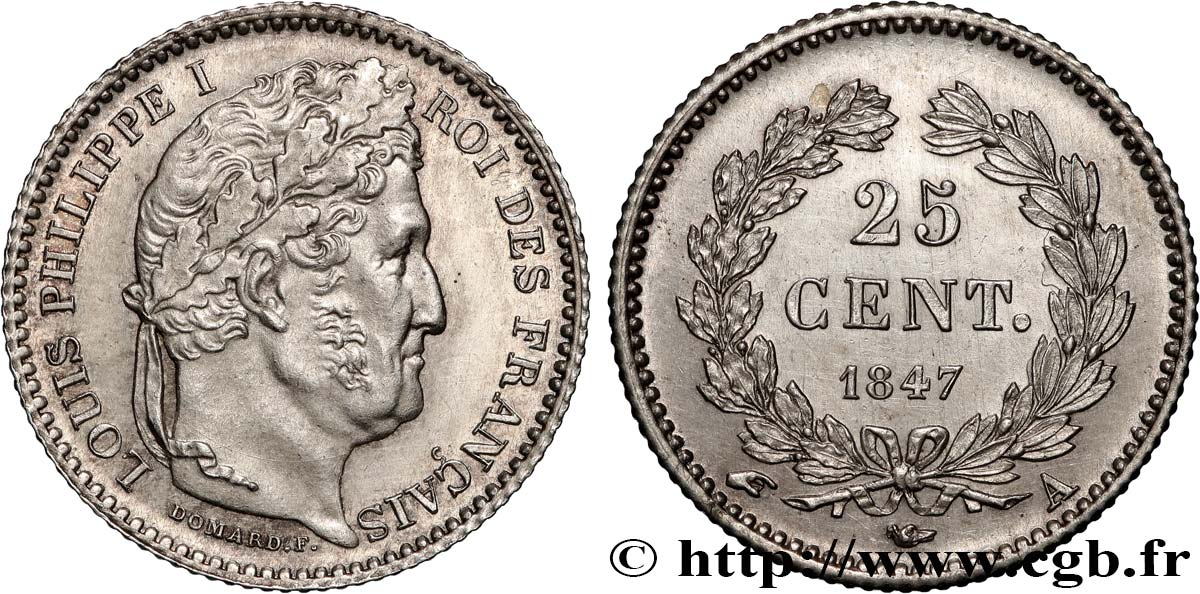 25 centimes Louis-Philippe 1847 Paris F.167/9 VZ61 