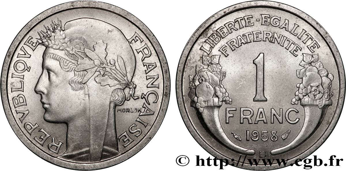 1 franc Morlon, légère 1958 Beaumont-Le-Roger F.221/22 fST63 