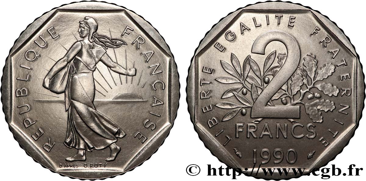 2 francs Semeuse, nickel 1990 Pessac F.272/14 FDC65 