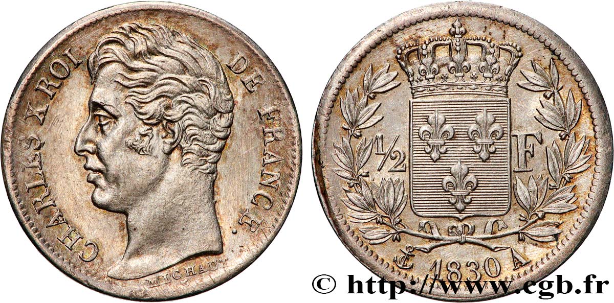 1/2 franc Charles X 1830 Paris F.180/50 VZ 