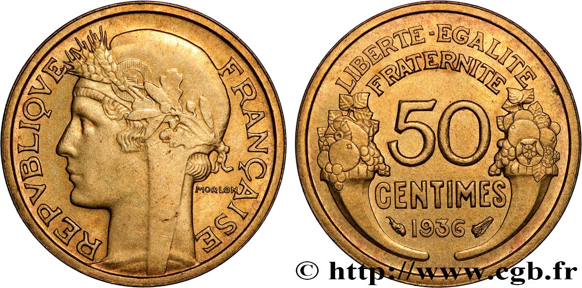 50 centimes Morlon 1936  F.192/12 XF 