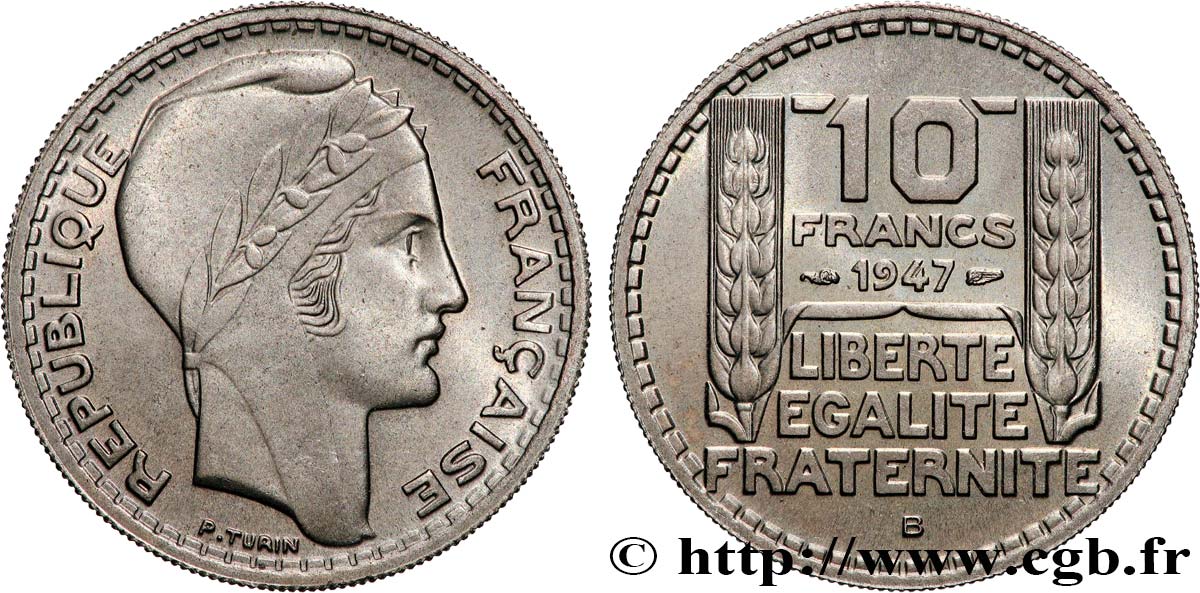 10 francs Turin, grosse tête 1947 Beaumont-Le-Roger F.361A/5 MS65 