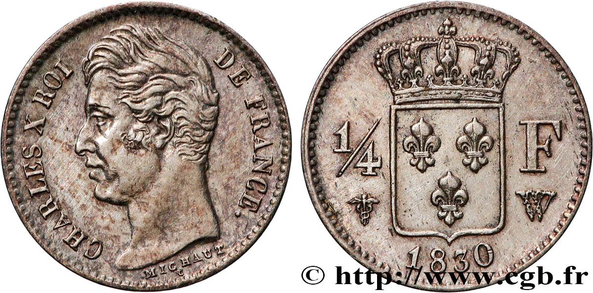 1/4 franc Charles X 1830 Lille F.164/42 VZ 