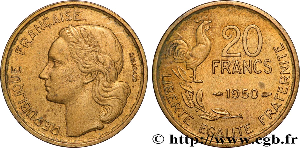 20 francs G. Guiraud 1950  F.402/3 SS 