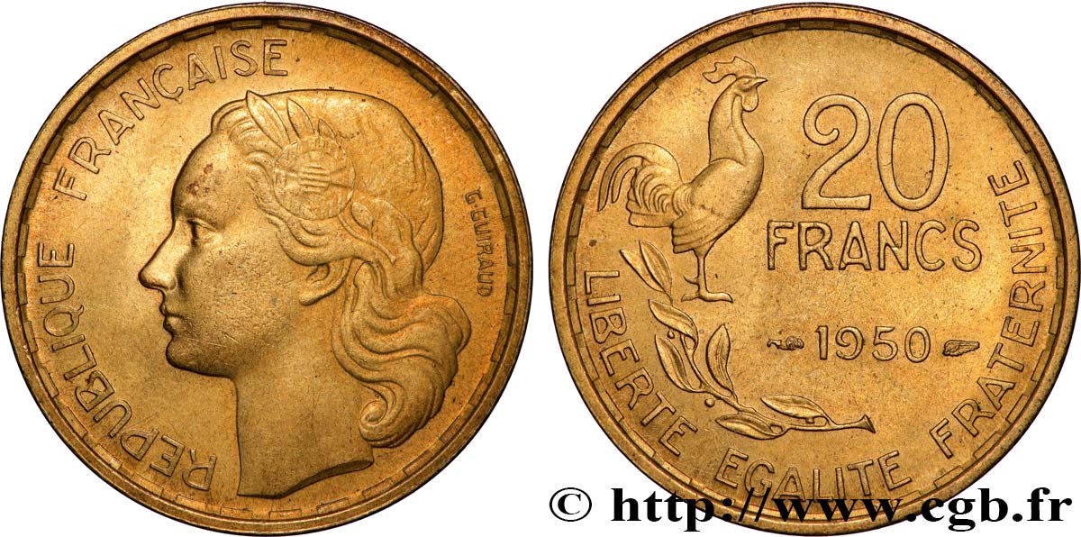 20 francs G. Guiraud 1950  F.402/3 SS 