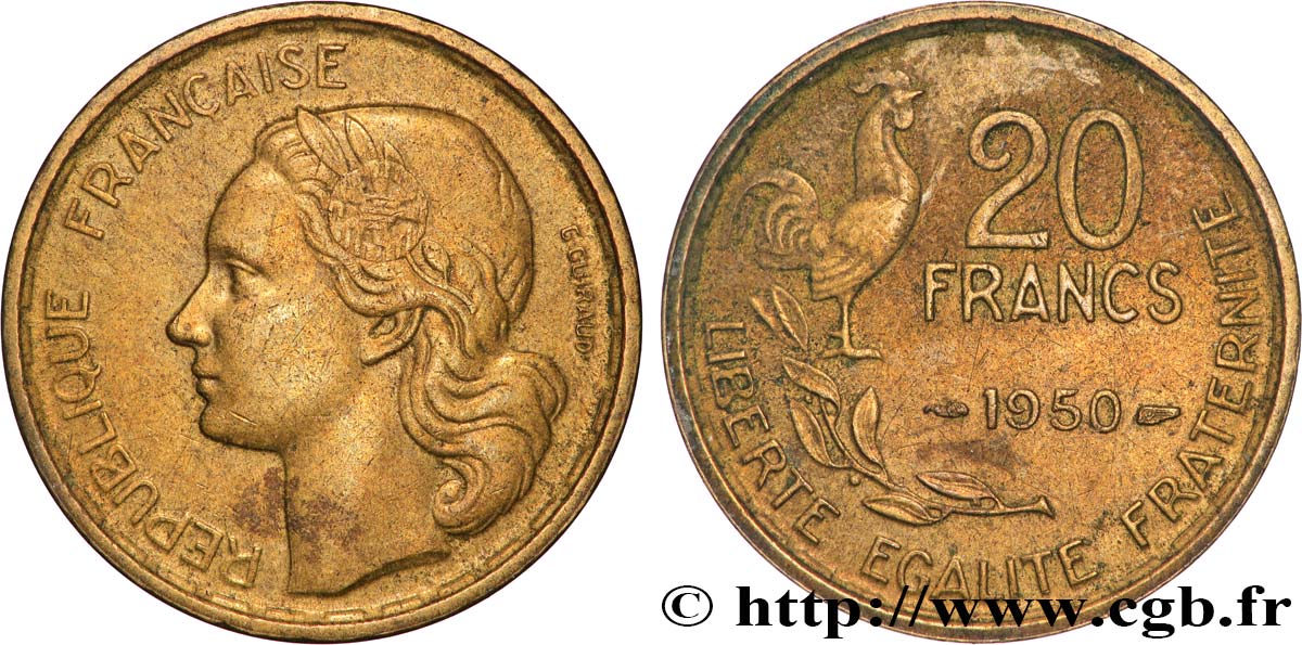 20 francs G. Guiraud 1950  F.402/3 BB 