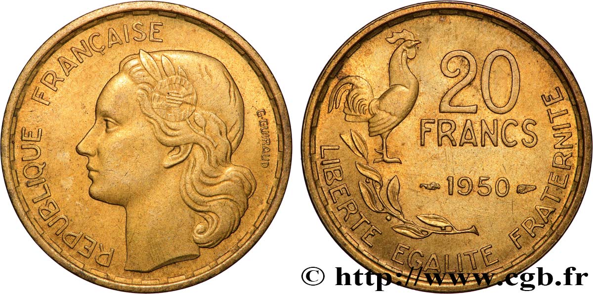 20 francs G. Guiraud 1950  F.402/3 BB 