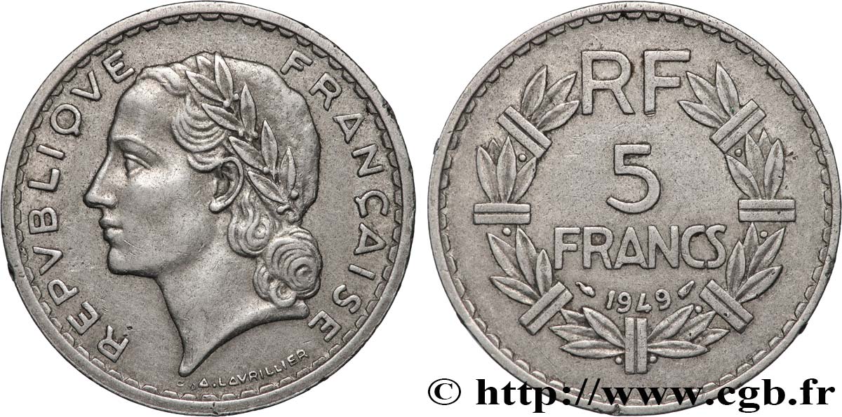 5 francs Lavrillier, aluminium 1949  F.339/17 AU 