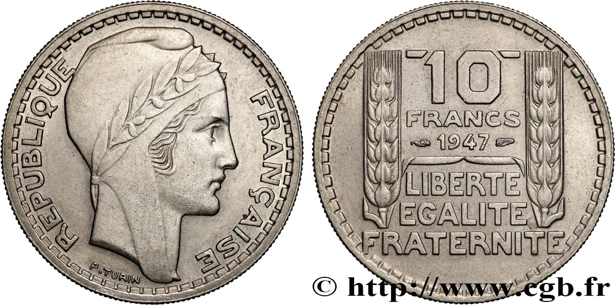 10 francs Turin, grosse tête 1947  F.361A/4 SPL 