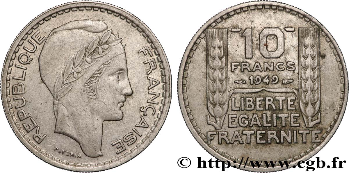 10 francs Turin, petite tête 1949  F.362/6 SUP 