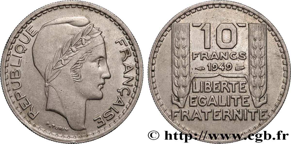 10 francs Turin, petite tête 1949  F.362/6 SPL+ 