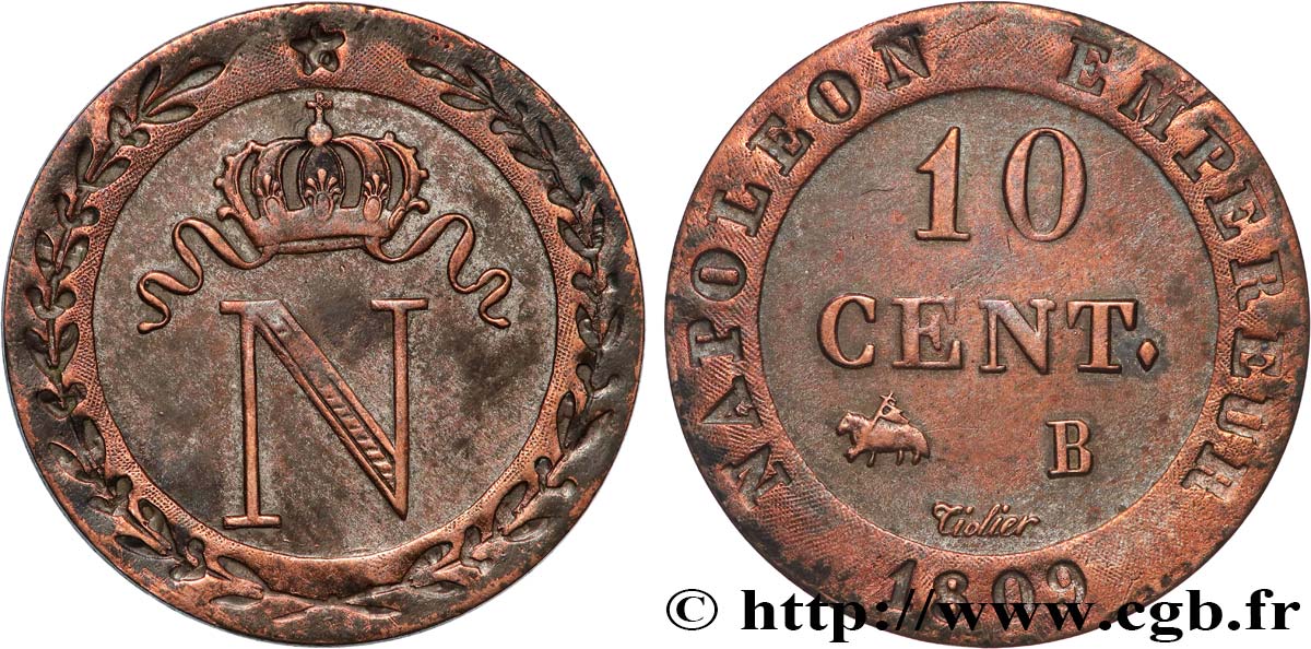 10 cent. à l N couronnée 1809 Rouen F.130/11 TTB+ 