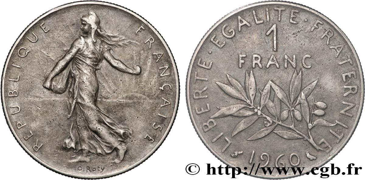 1 franc Semeuse, nickel 1960 Paris F.226/4 TB 